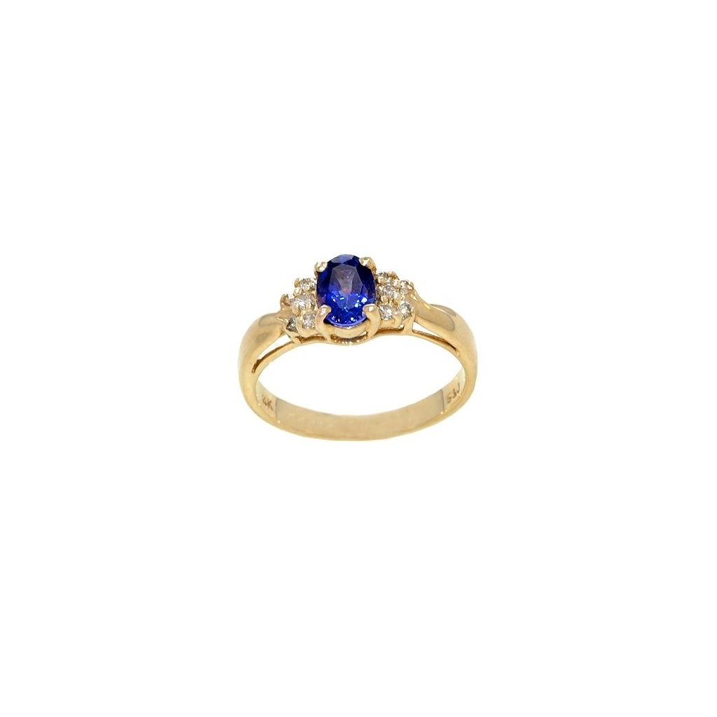 14k yellow gold ring 0.75ct Tanzanite and 0.17ct Diamond 14k yellow gold ring 0.75ct Tanzanite and 0.17ct Diamond
