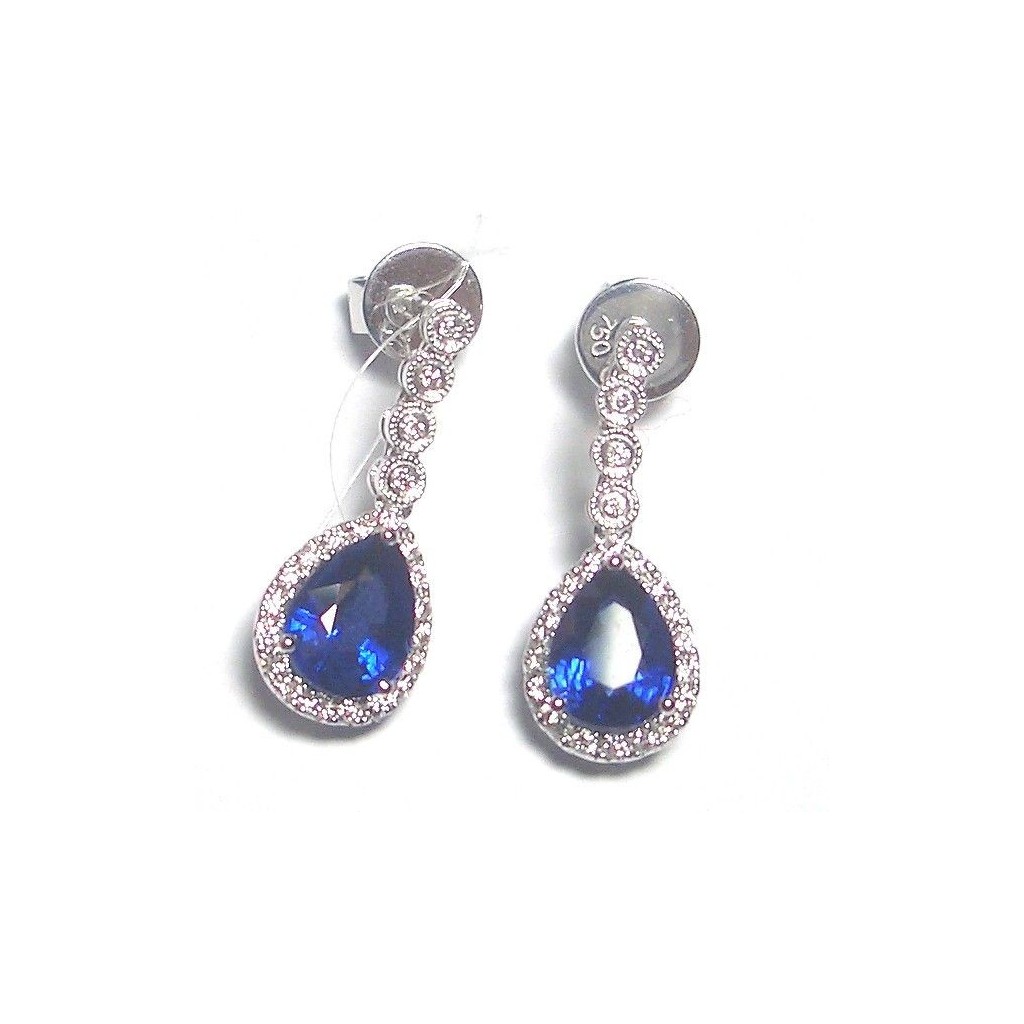 Sapphire Diamond Earrings with 3.42 Carats