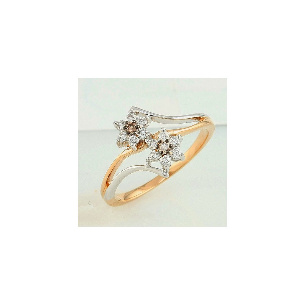 Two-Tone Champagne Diamond Ring with 0.25 Carats