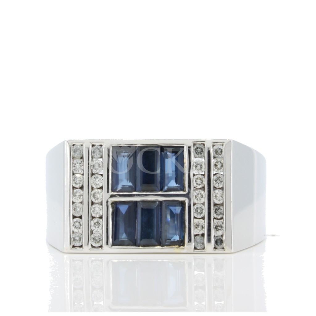 Men's Sapphire Diamond Ring with 1.90 Carats