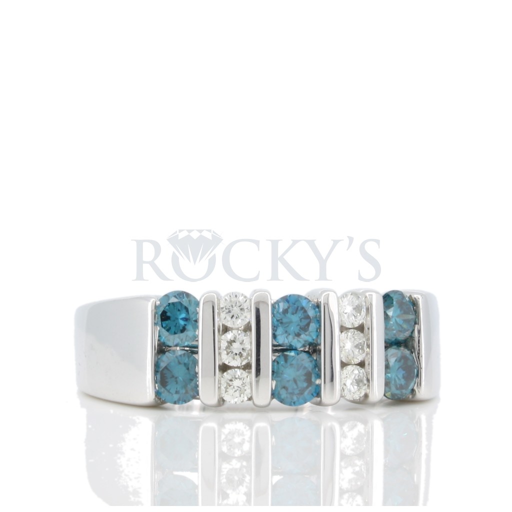 Blue diamond Channel Set ring with 0.89 carats