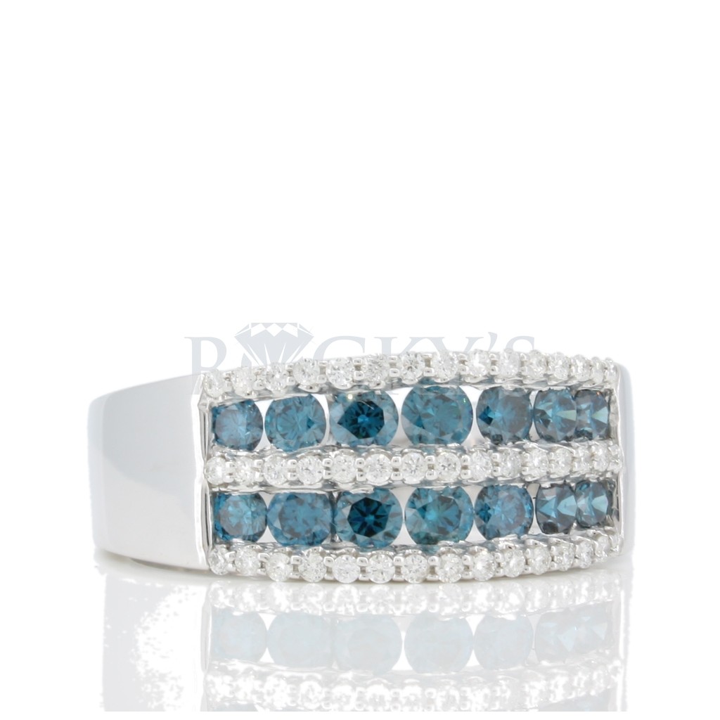 2 Rows Blue Diamond Band