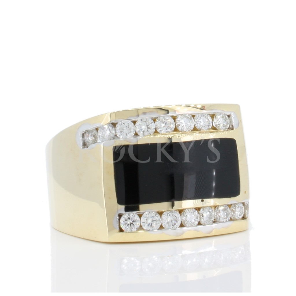 Mens black onyx deals and diamond ring