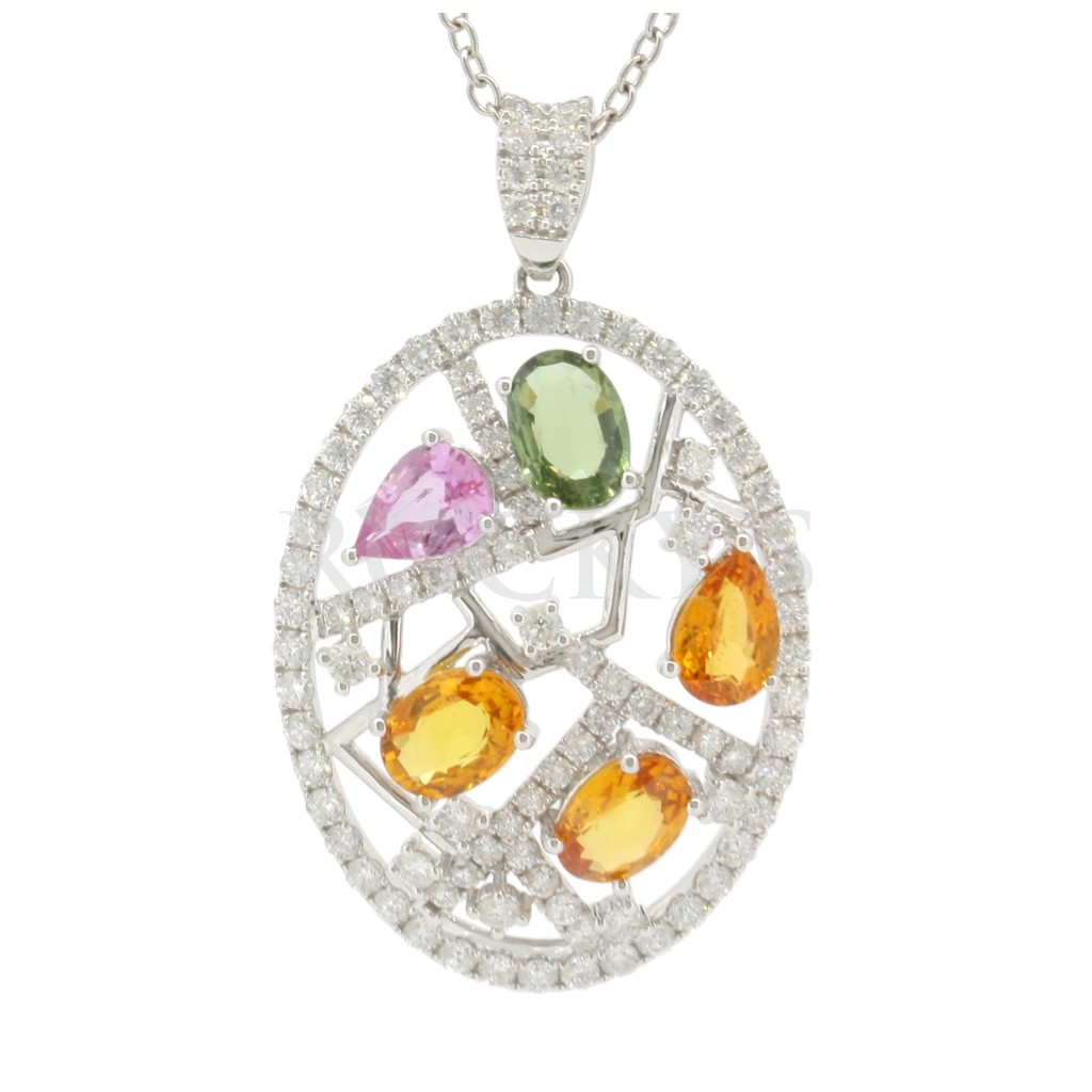 Multi Sapphire Diamond Pendant with 6.02 Carats