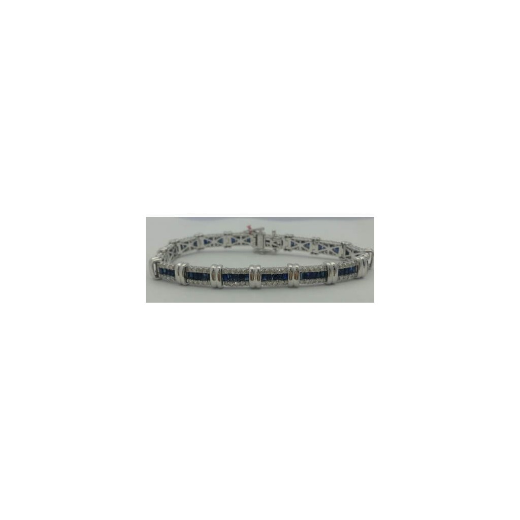White 14k Sapphire Bracelet 5.40Tw Baguette Sapphire 2.72Tw Rd Shape Diamond White 14k Sapphire Bracelet 5.40Tw Baguette Sapphire 2.72Tw Rd Shape Diamond
