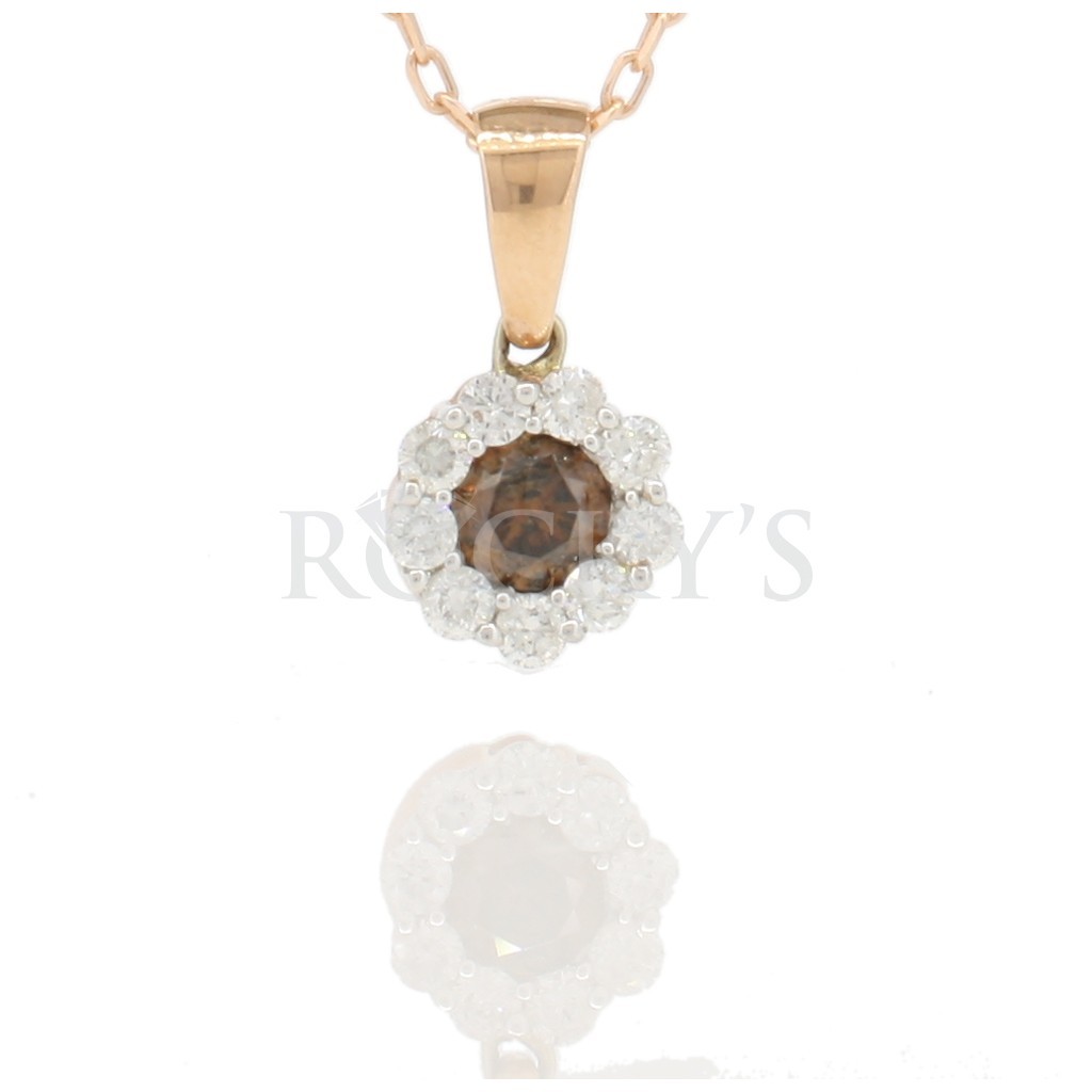 14k solitaire champagne diamond pendant with 2.10 carats