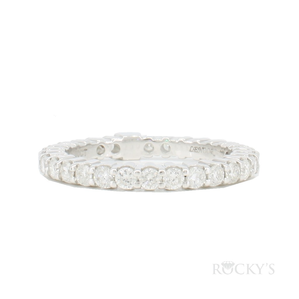 14k white gold eternity band with diamonds
