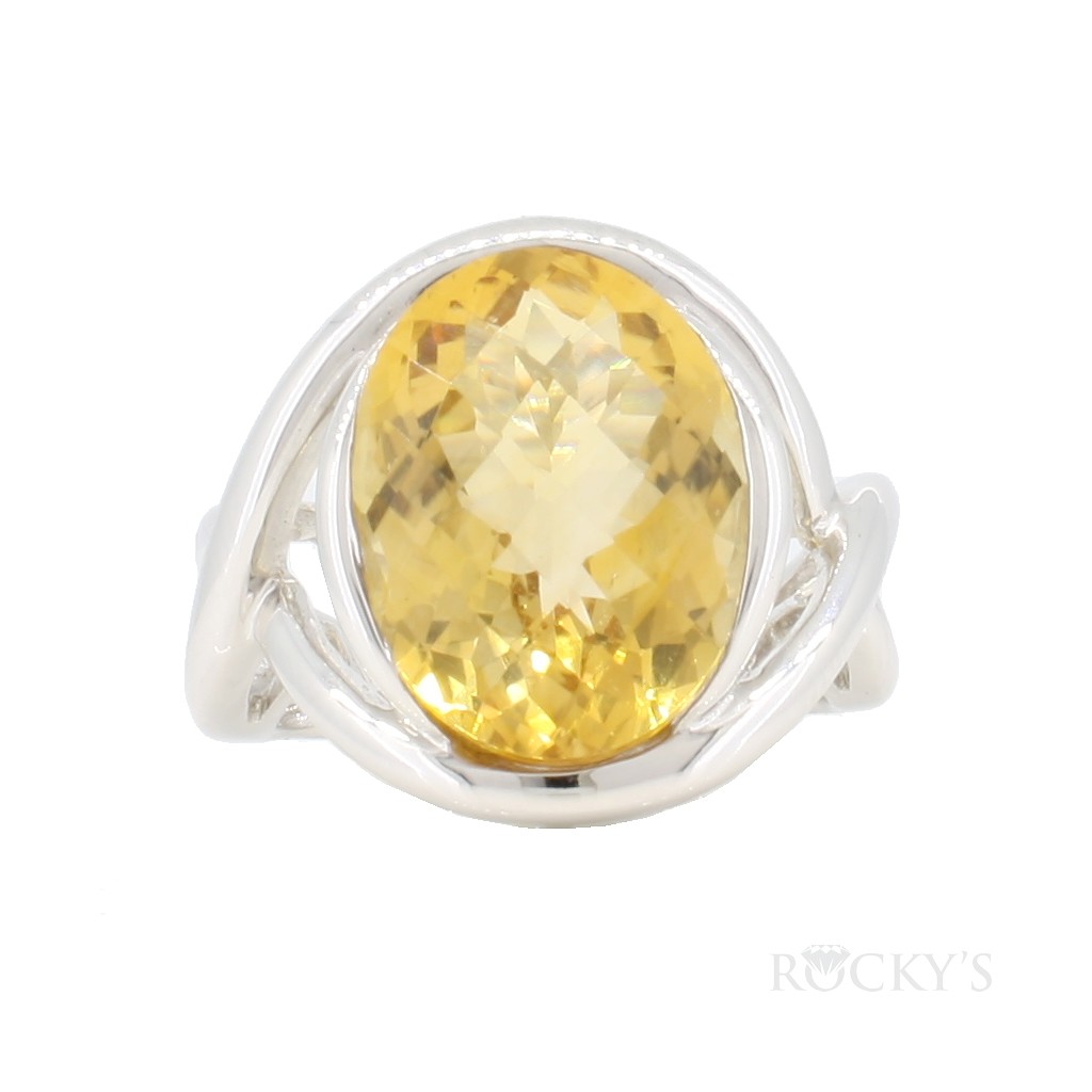 14k white gold citrine ring with 8.12ct