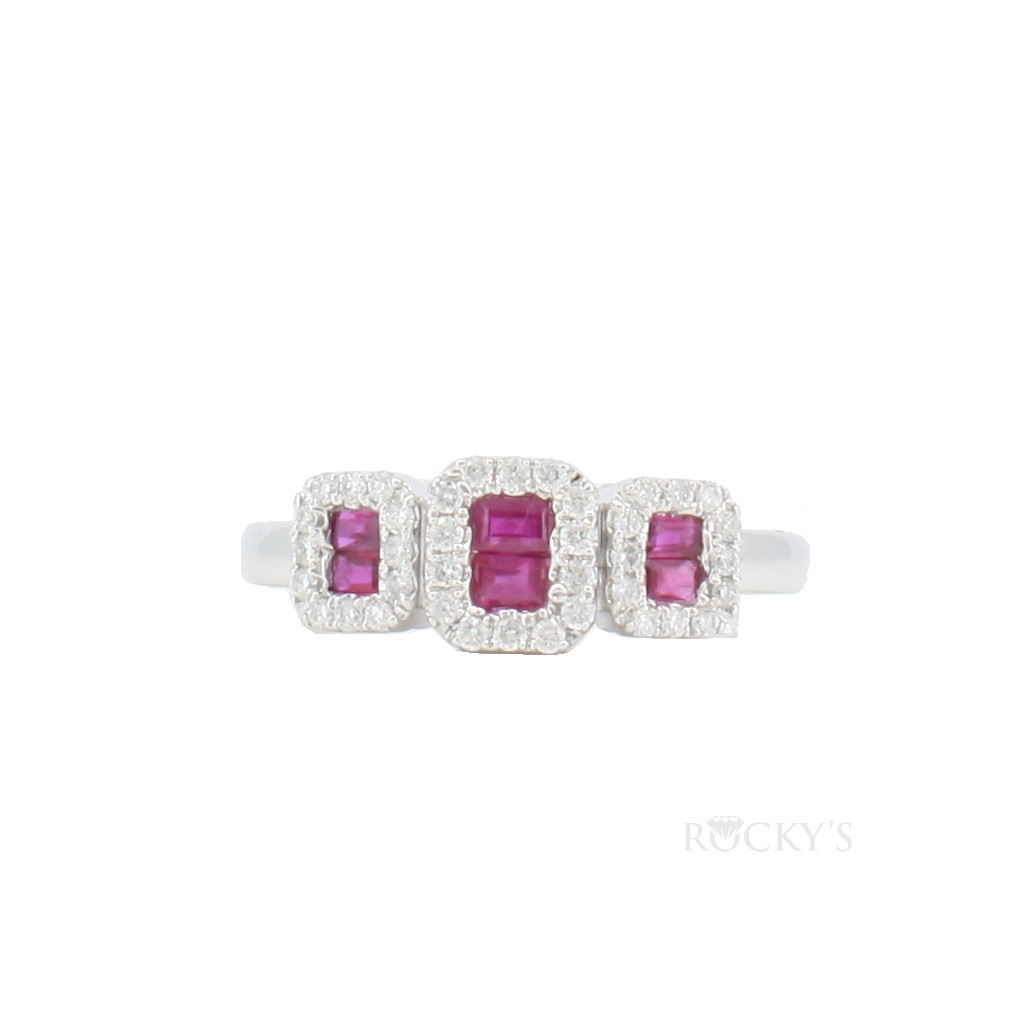14k white gold ruby ring with diamonds