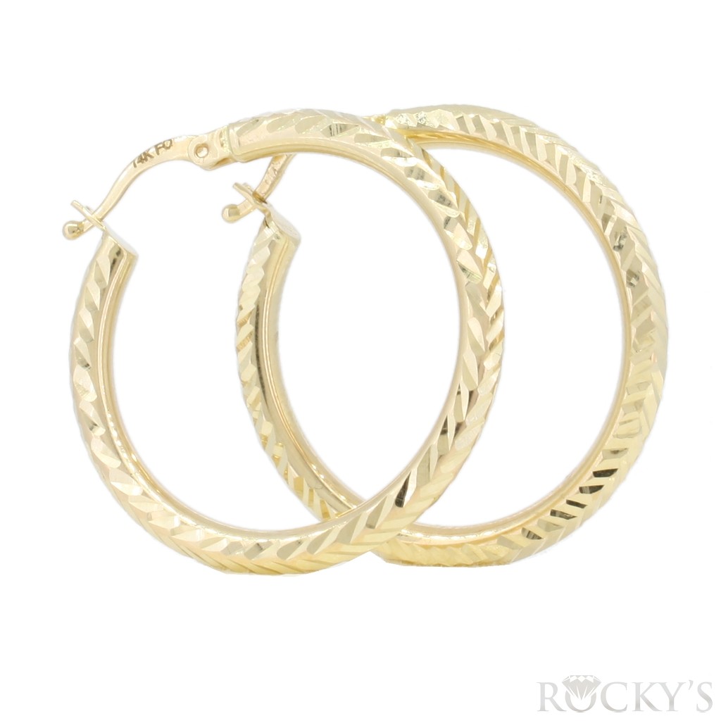 14k yellow gold hoops - 43410