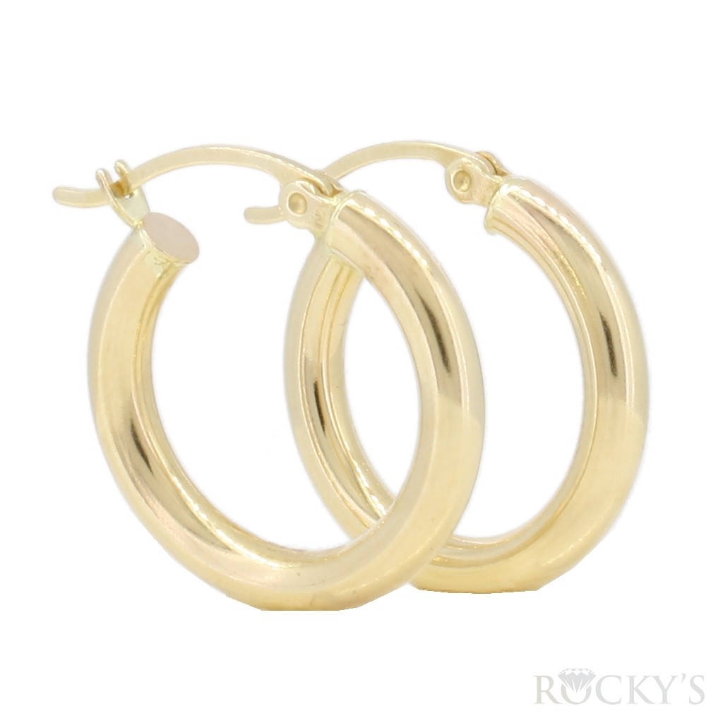 14k yellow gold hoops - 42349