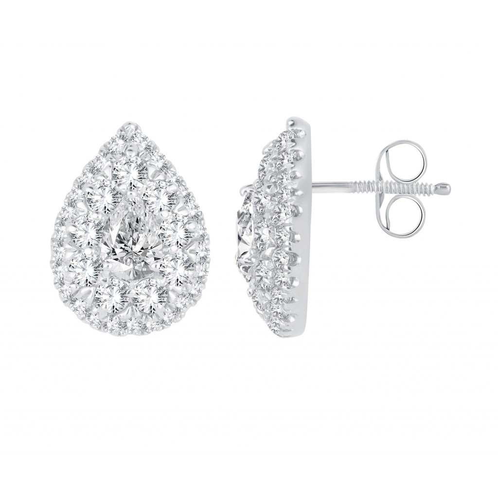 14k White gold pear shape diamond earrings 0.79ct