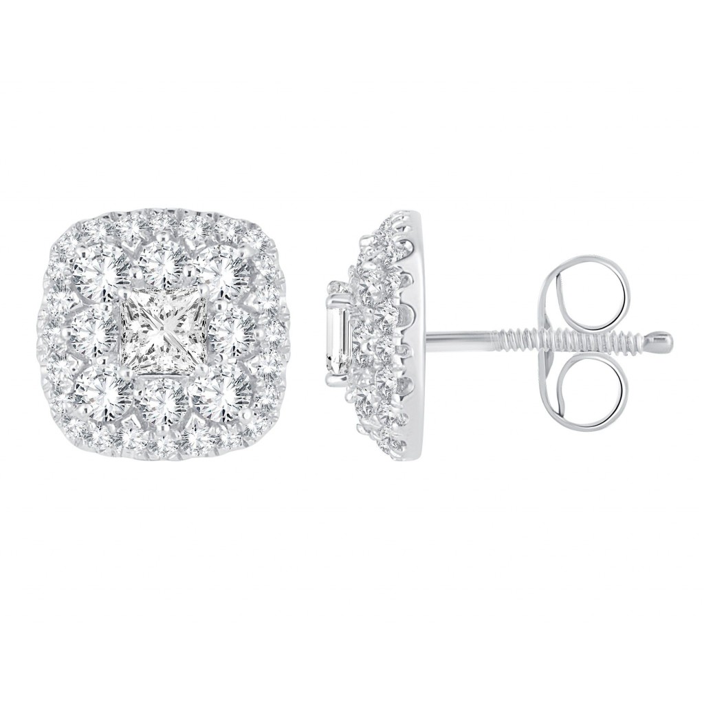 14k White gold diamond earrings 0.76ct
