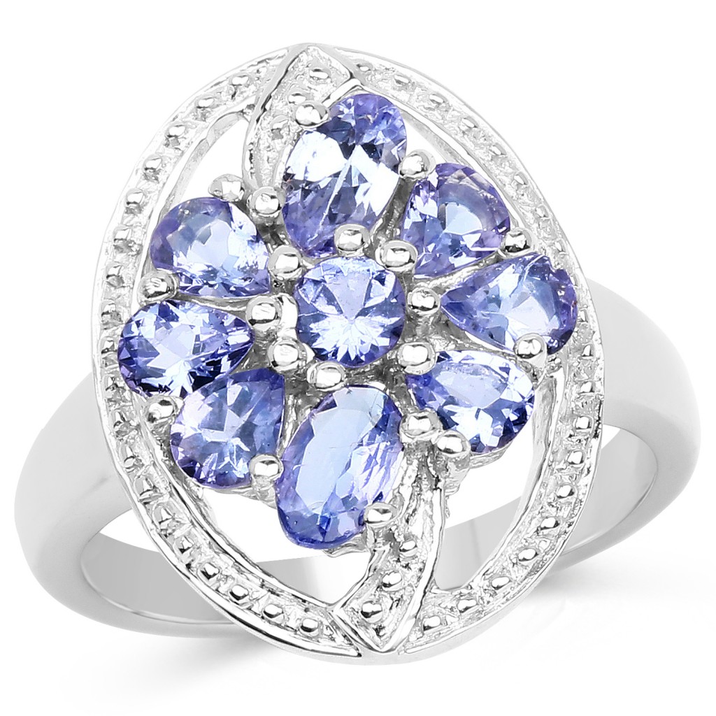 1.44 Carat Genuine Tanzanite .925 Sterling Silver Ring