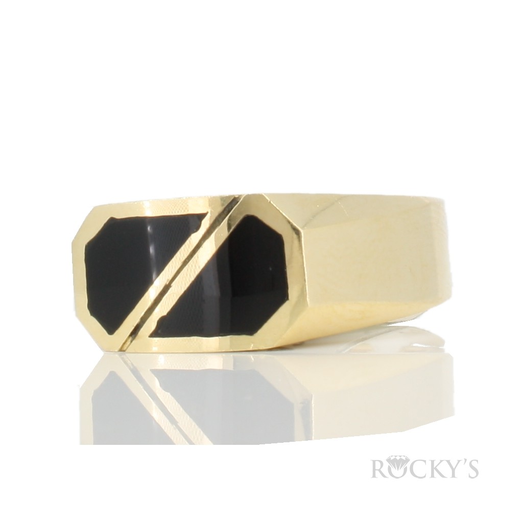 Yellow Gold Ring With Onyx For Men