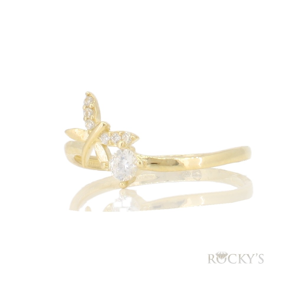 Fancy Butterfly Yellow Gold Ring For Ladies