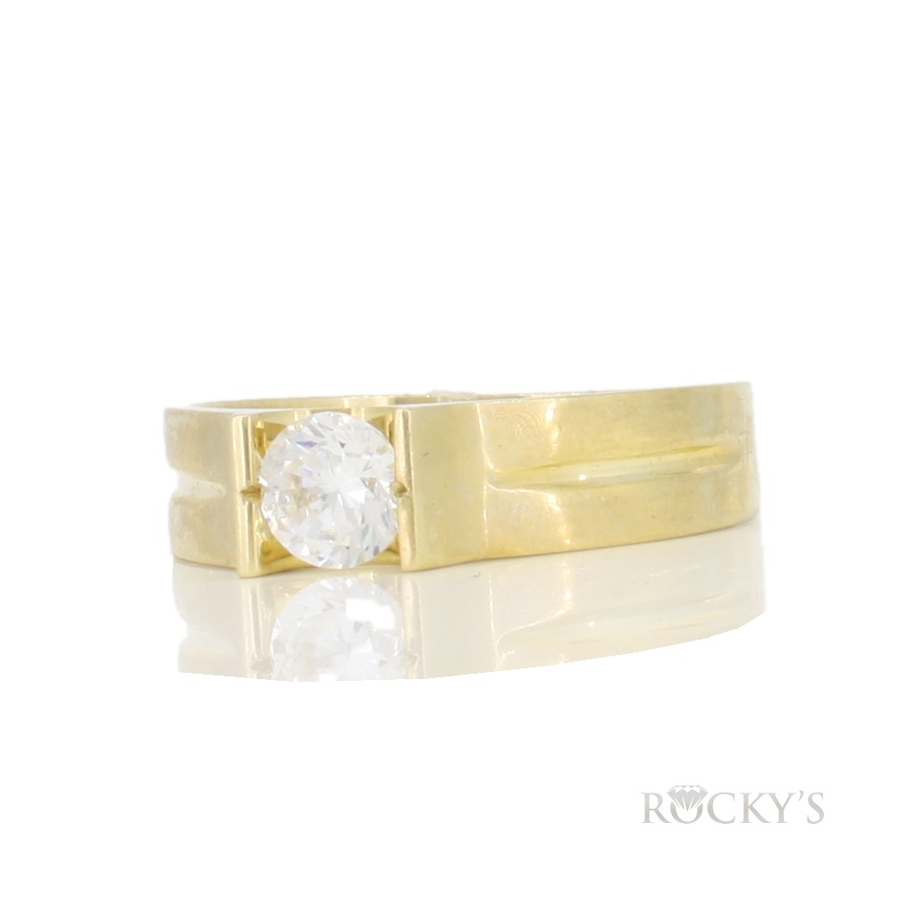 Cubic Zirconia Yellow Gold Ring For ladies