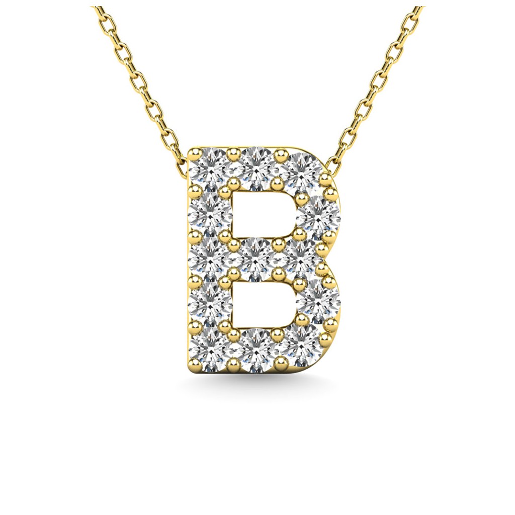 14k Letter B Pendant in Diamond.