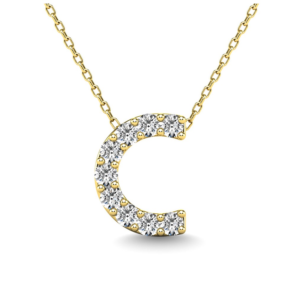 14k Letter C Pendant in Diamond.