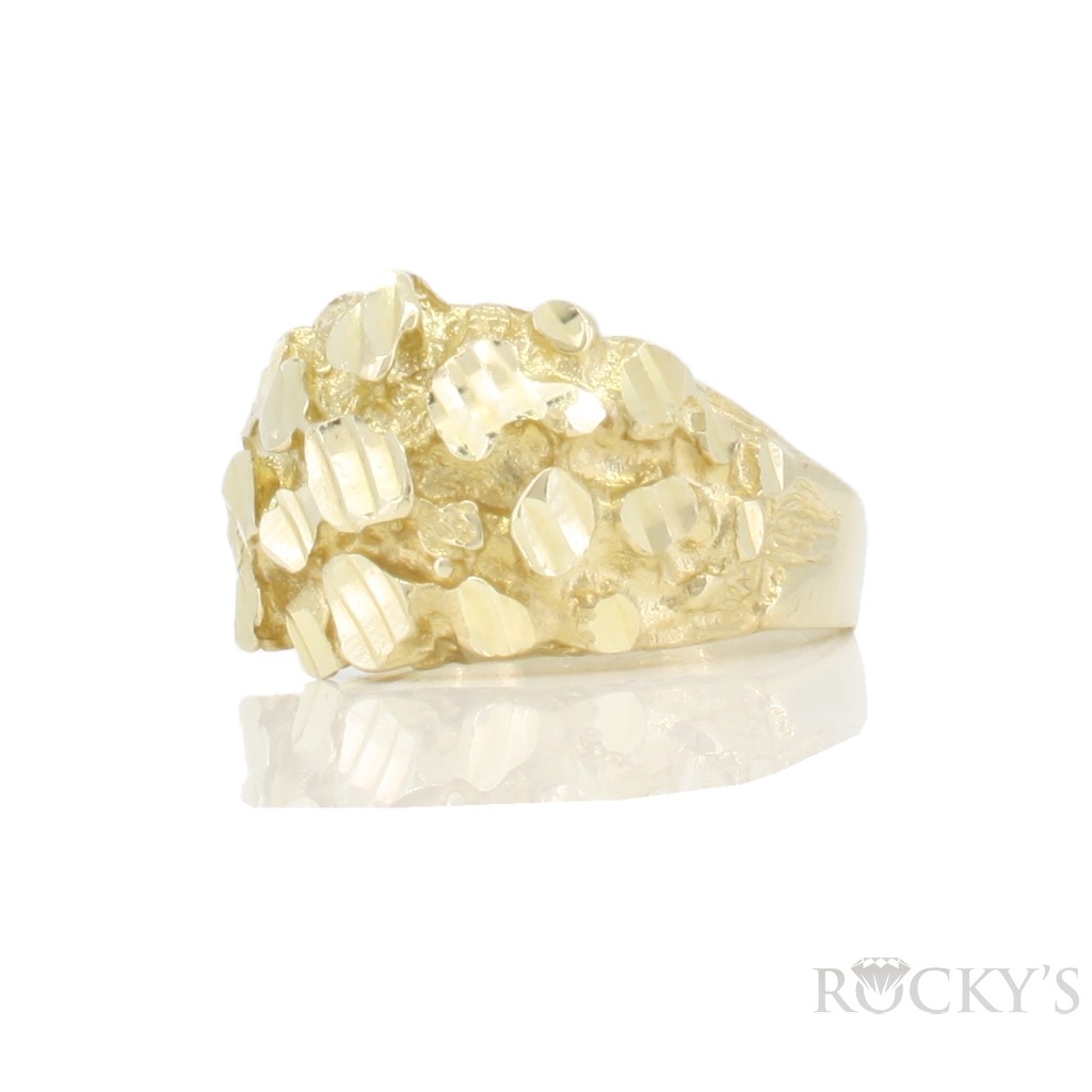 Yellow Gold Nugget Ring For Men