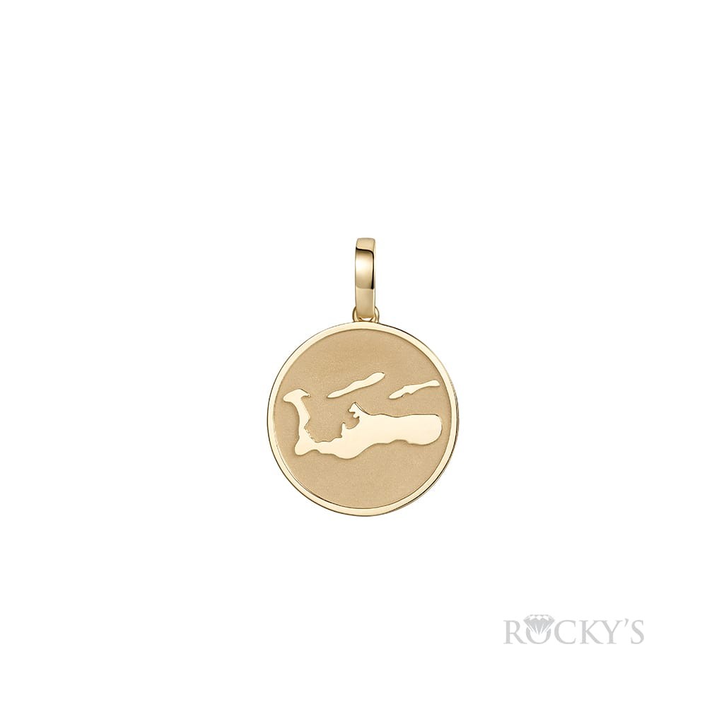 Yellow Gold Grand Cayman Map Coin Pendant