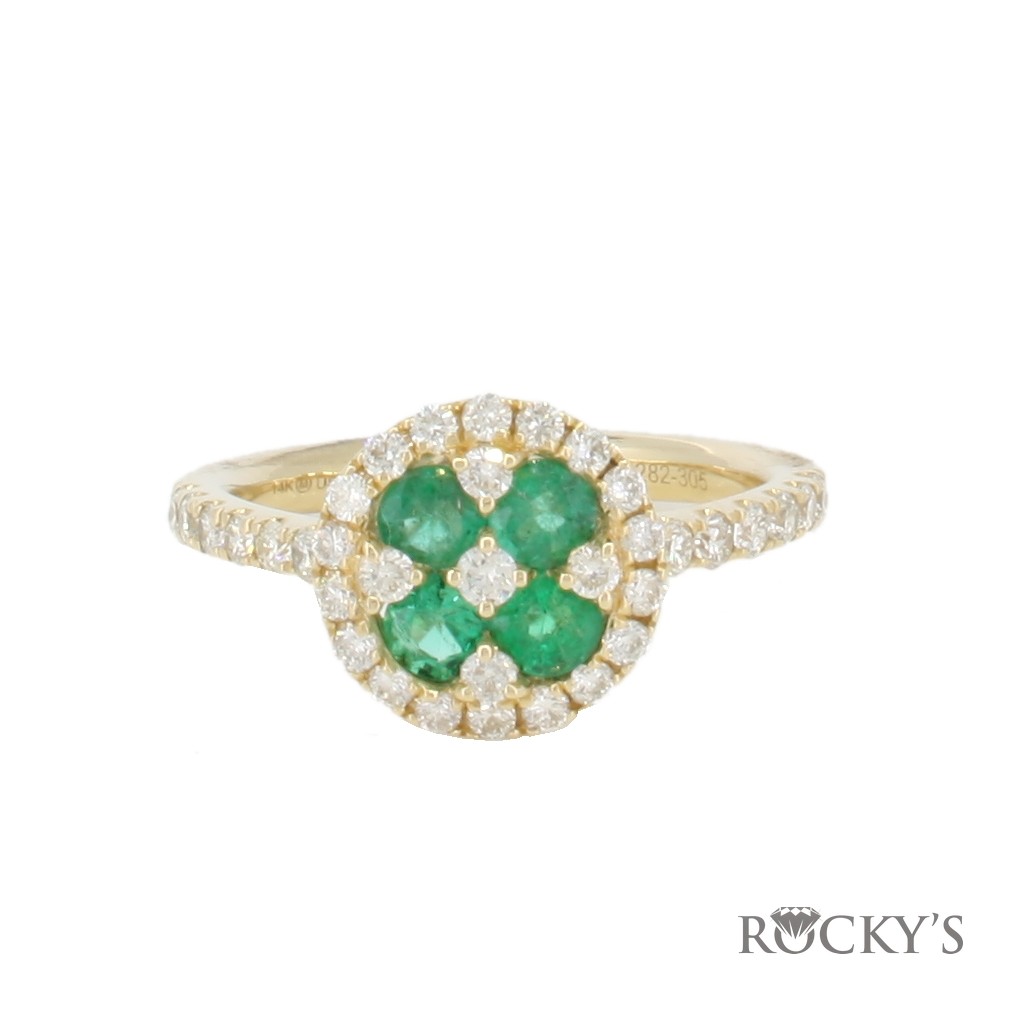 Yellow Gold Ring With Emerald And Diamonds