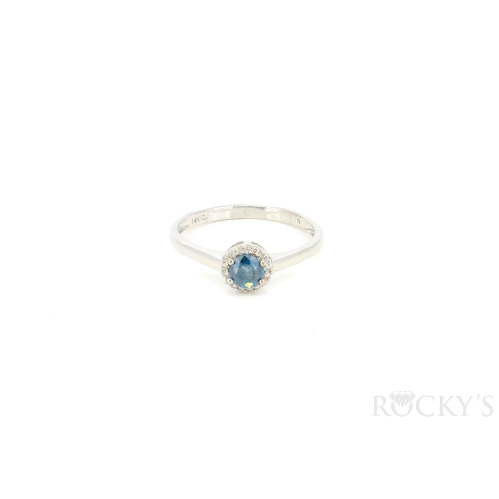 White Gold Ring With Blue Diamonds