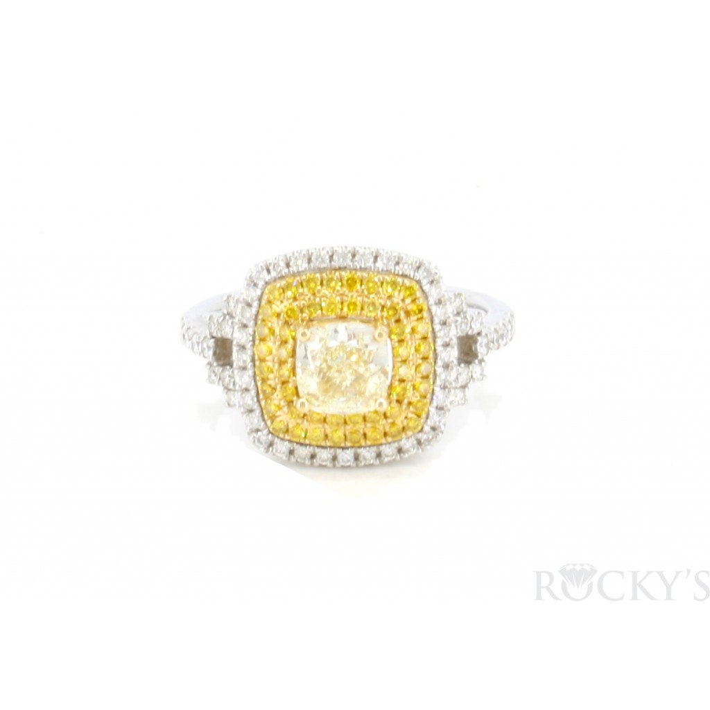 White Gold Ring With Yellow Diamond