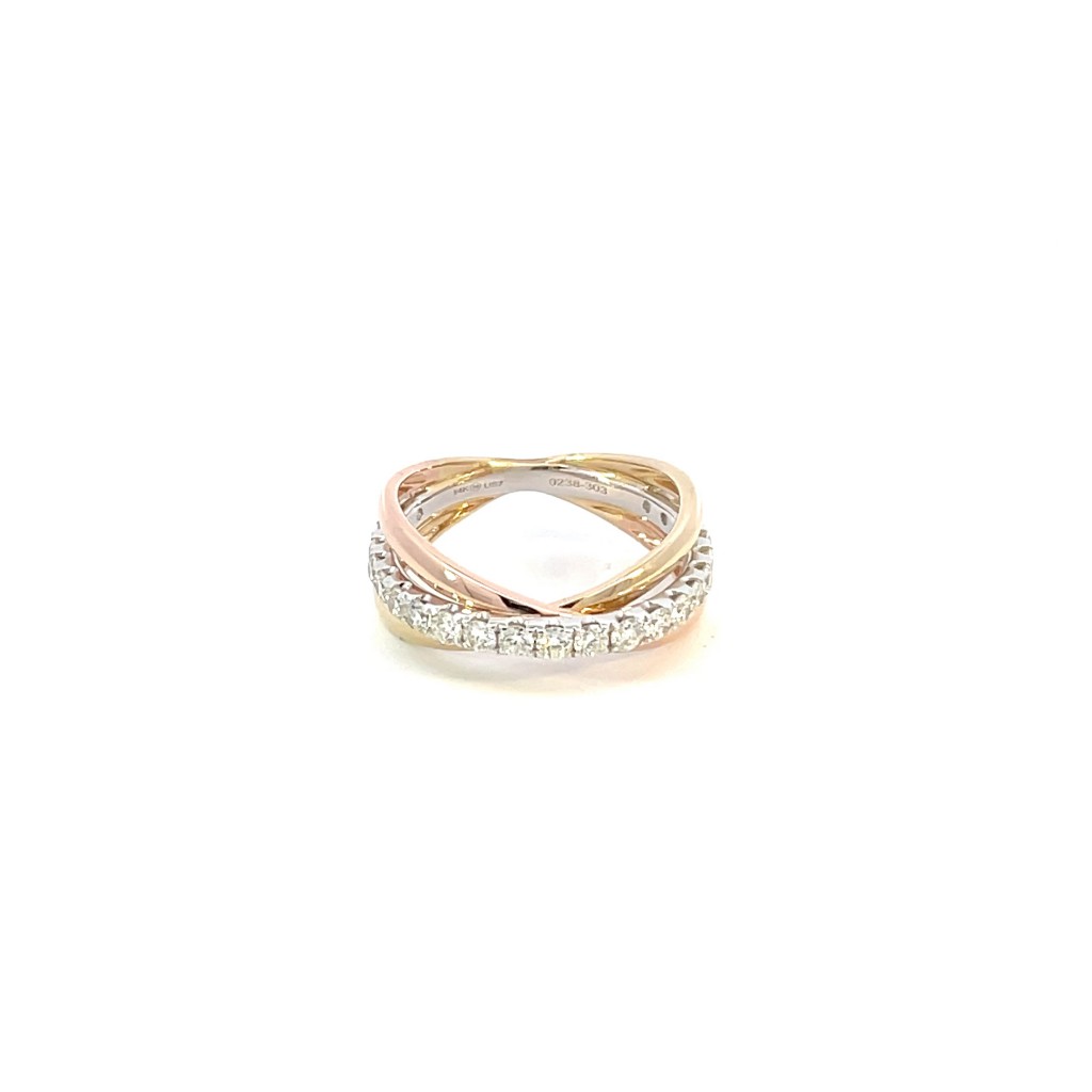 Tricolor Gold Diamond Ring