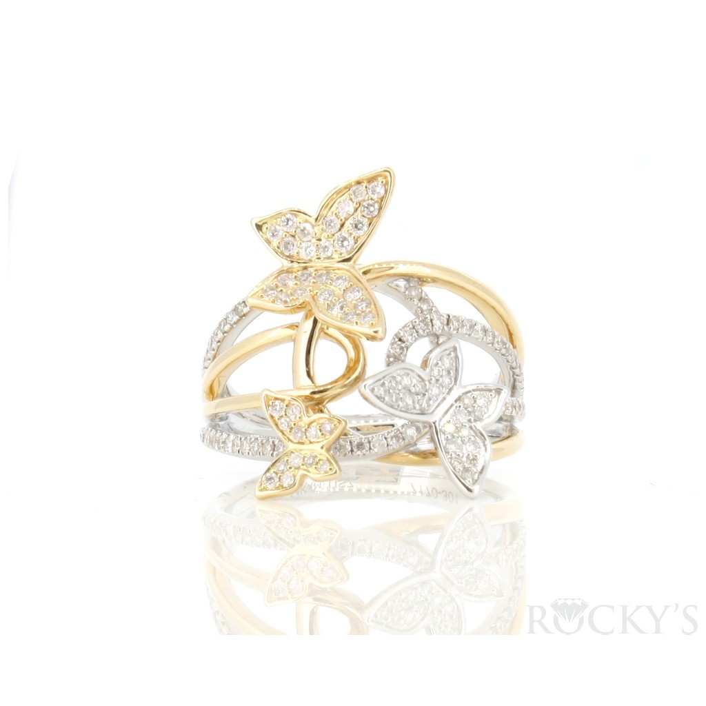 Two tone Butterfly Diamond Ring