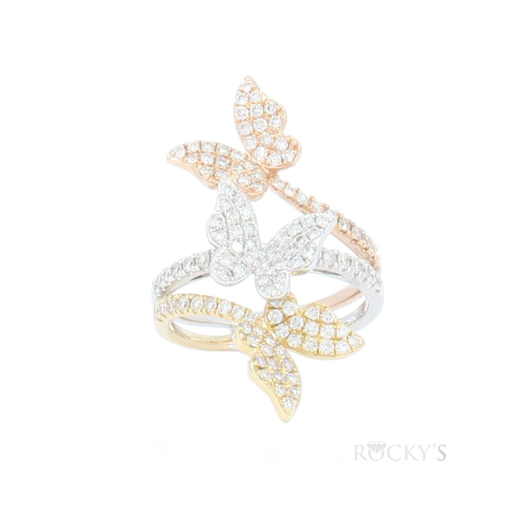 14K Butterfly Diamond Ring