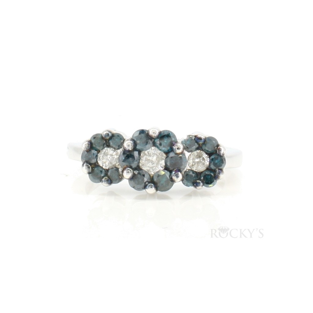Flower Blue Diamond Ring