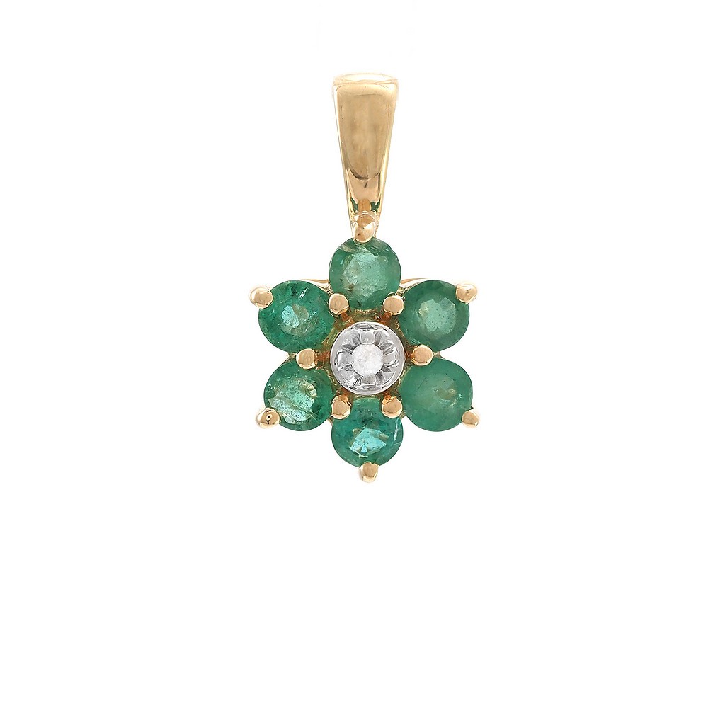 Emerald And Diamond Flower Fashion Pendant