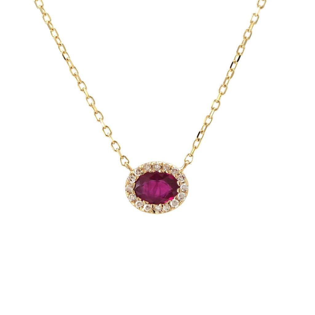 Oval Ruby W/ Diamond Necklace