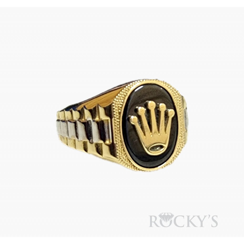 14k Two Tone Gold Onyx Ring