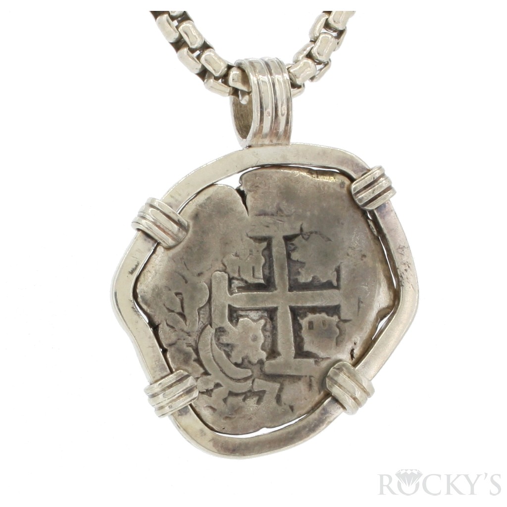 Potosi 2 reales 1753 silver coin pendant