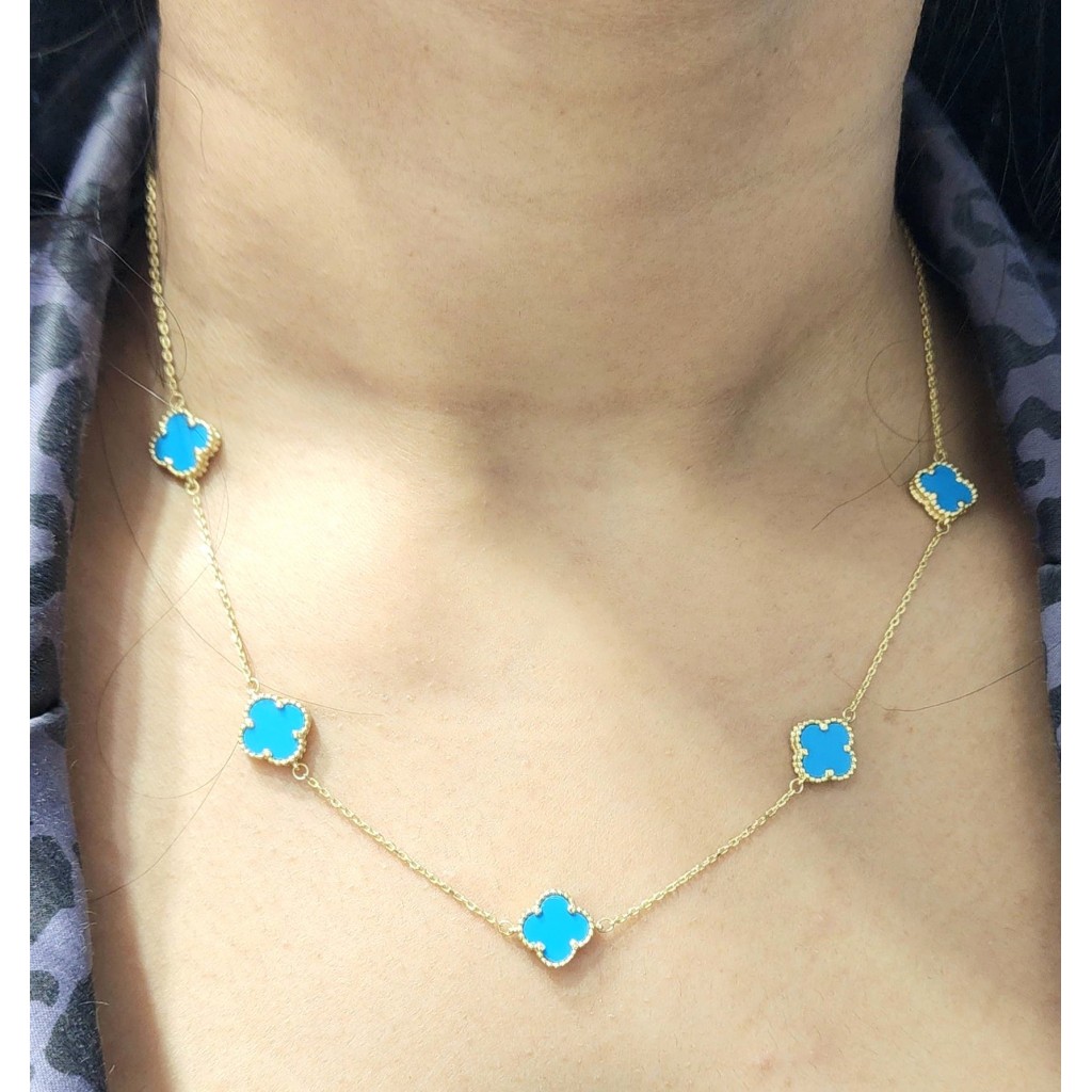 14k Fancy Five Flower Necklace