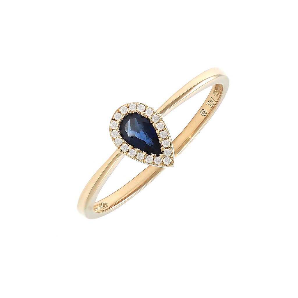 14kt Yellow Gold Classic Pear Prongs Sapphire Ring