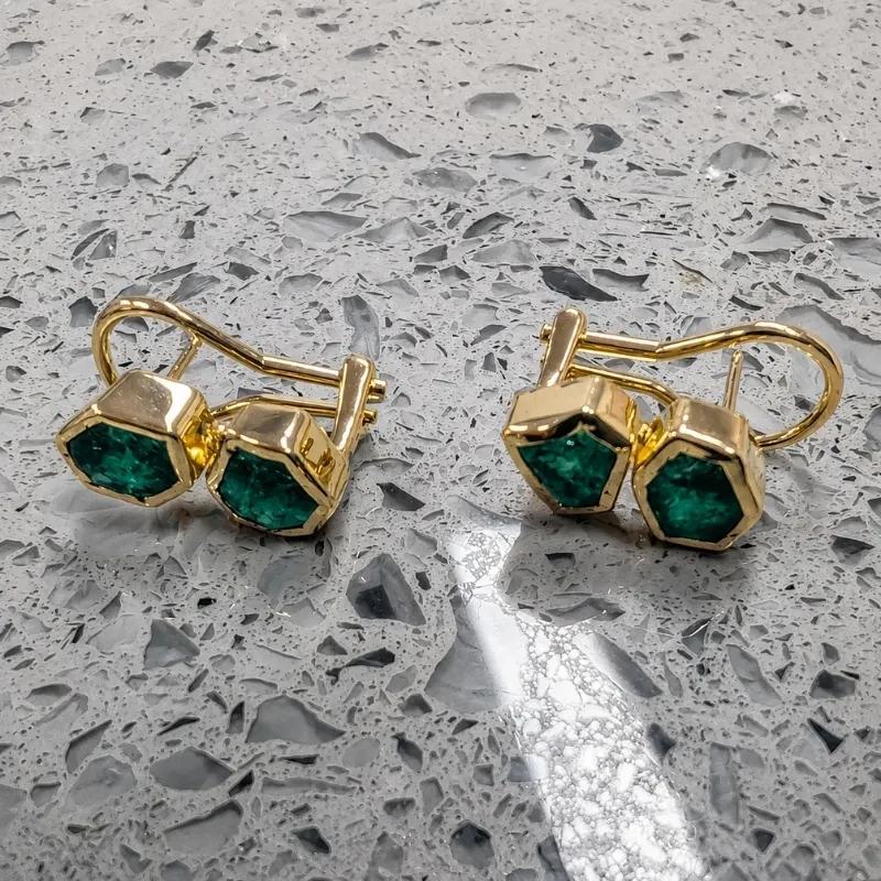 Raw Emerald Double Earrings