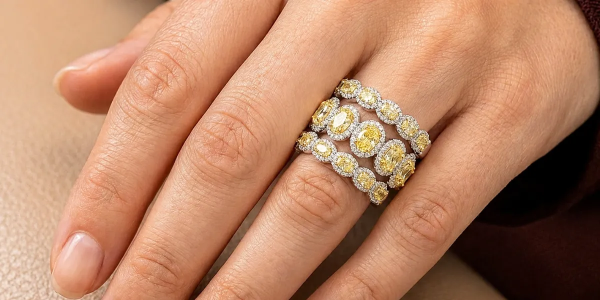 Half Eternity Yellow Diamond Ring