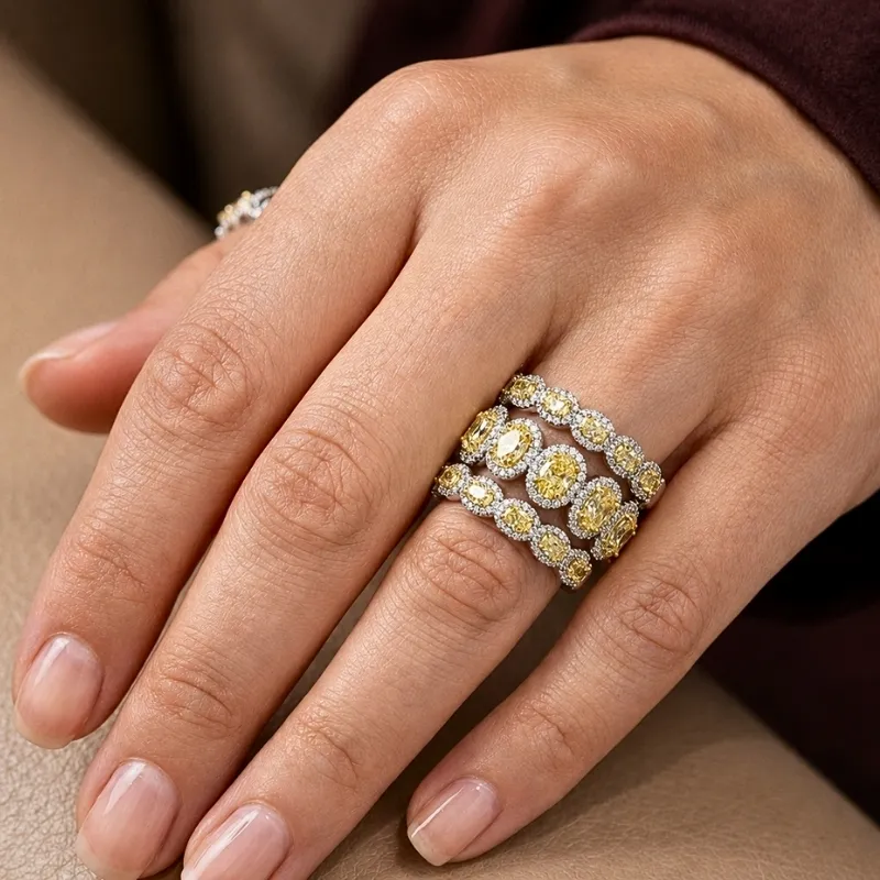Half Eternity Yellow Diamond Ring